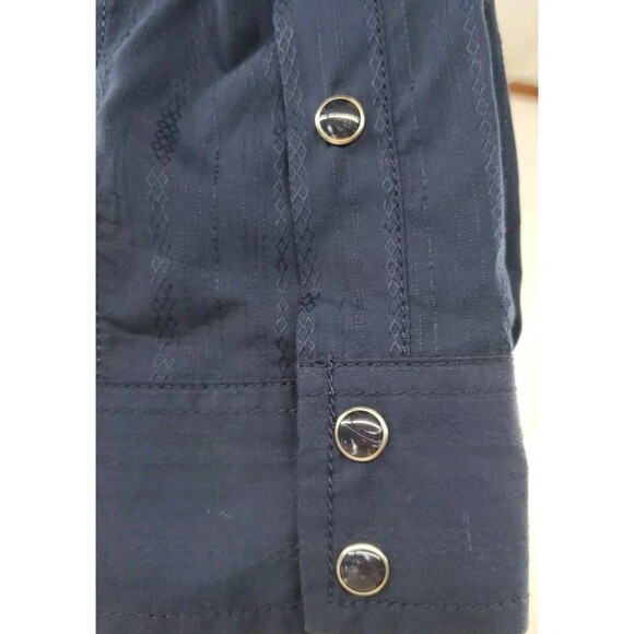 Western Apparel Cowboy Shirt Pearl Snap Button Navy Blue | Cody James Size M - Picture 6 of 8